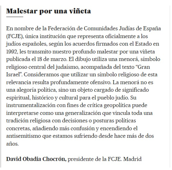 Carta de la FCJE publicada por El País